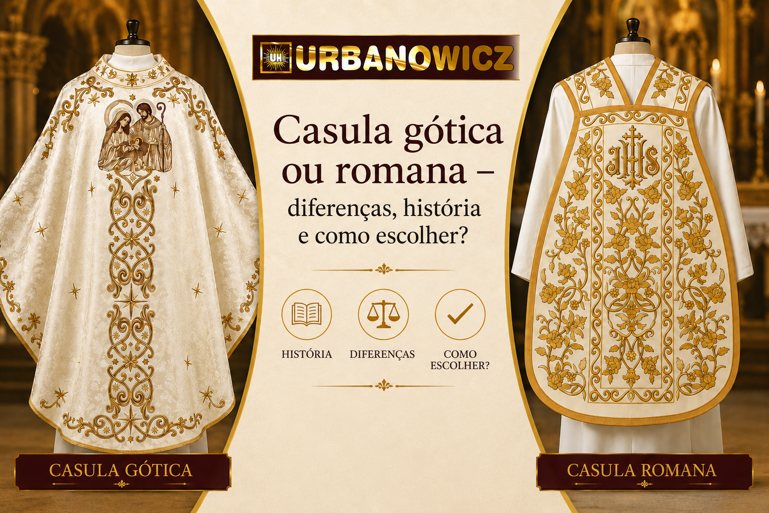 Casula gótica ou romana — diferenças, história e como escolher?