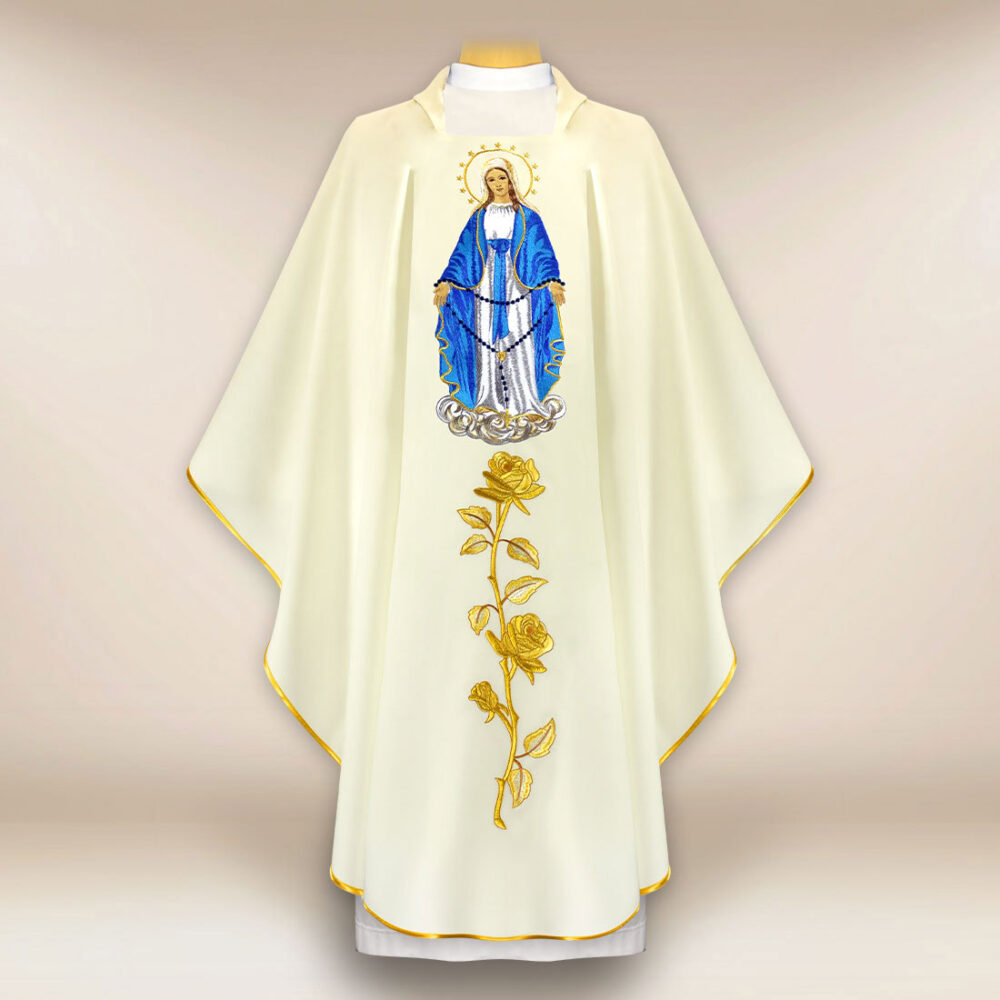 Casula bordada Mãe de Deus do Rosário