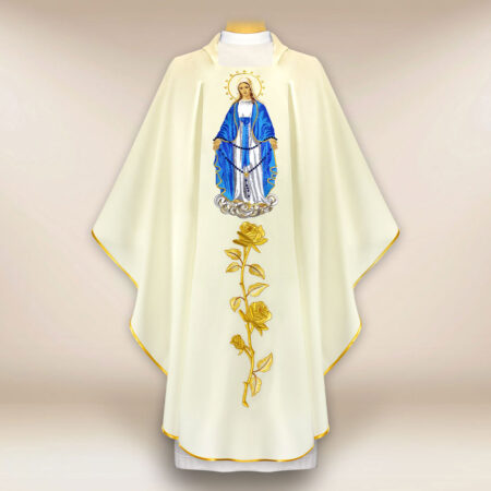 Casula bordada Mãe de Deus do Rosário