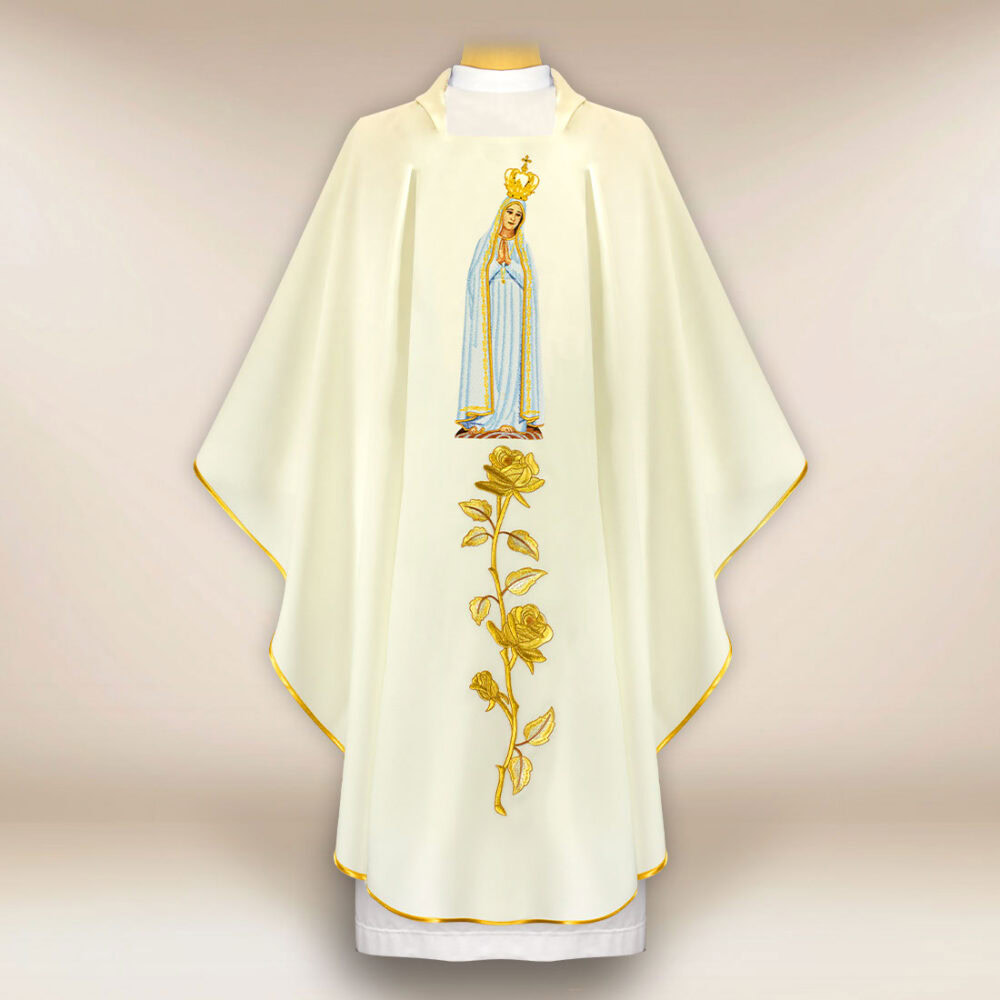 Casula bordada Mãe de Deus de Fátima