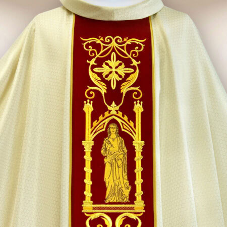 Casula com faixa de veludo bordada 4 Evangelistas
