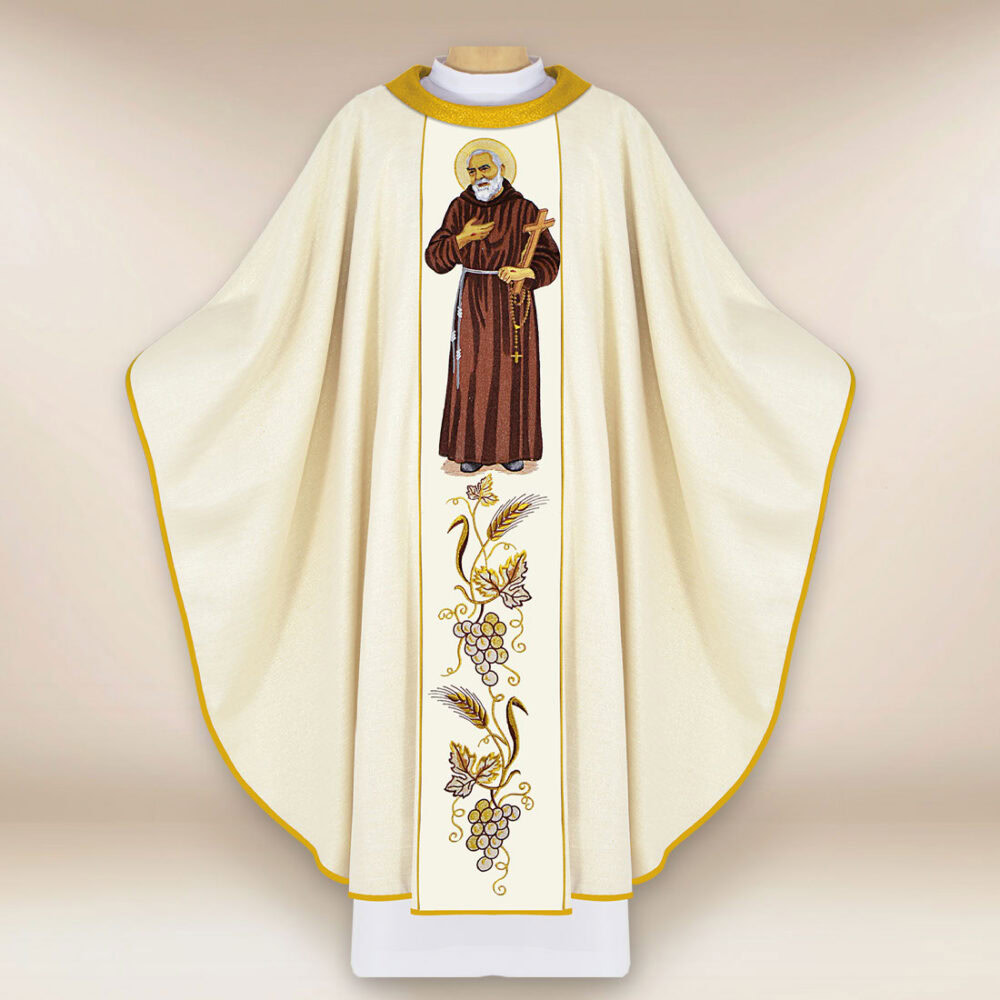 Casula bordada São Padre Pio