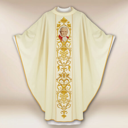 Casula com imagem bordada São João Paulo II