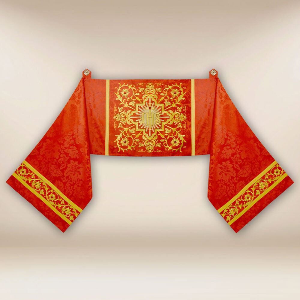 Véu Umeral Bordado Vermelho