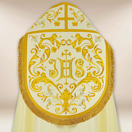 Haftowana kapa liturgiczna z monogramem IHS