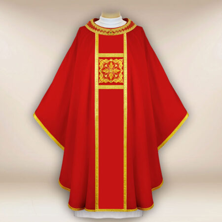 Elegante casula bordada vermelha