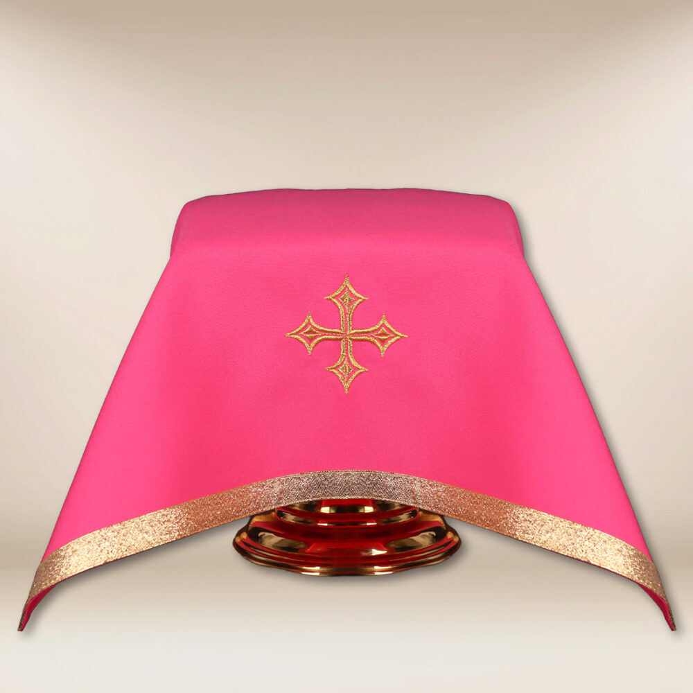 Véu para cálice litúrgico rosa 55×55cm