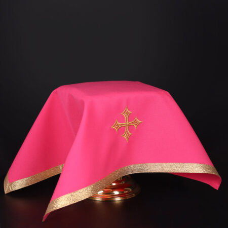 Véu para cálice litúrgico rosa 55×55cm