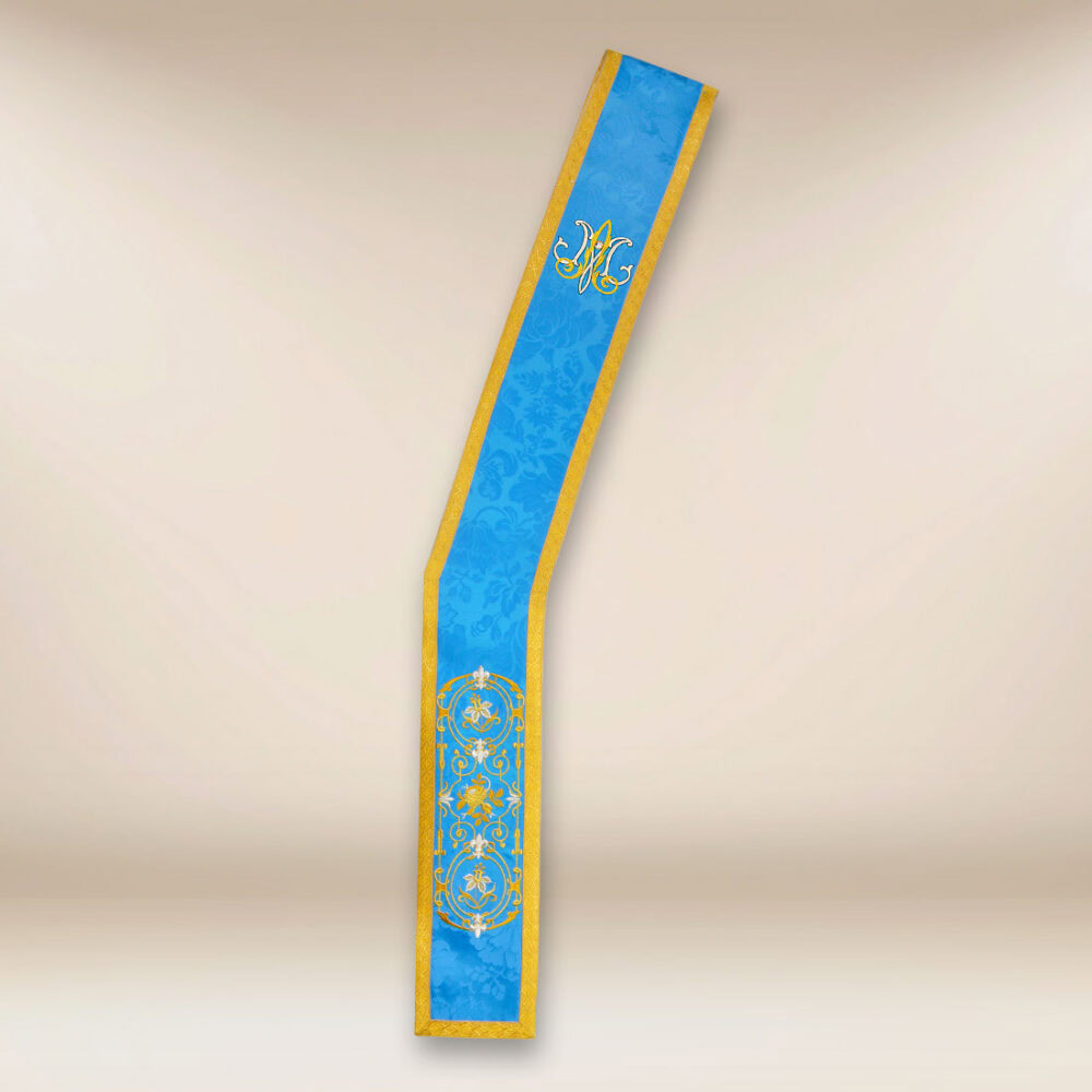 Estola bordada diaconal azul