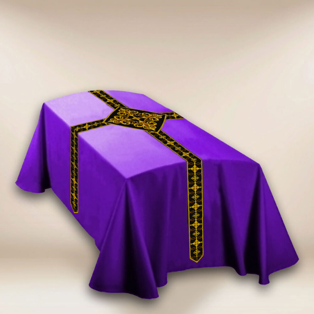 Pano fúnebre bordado roxo para caixão