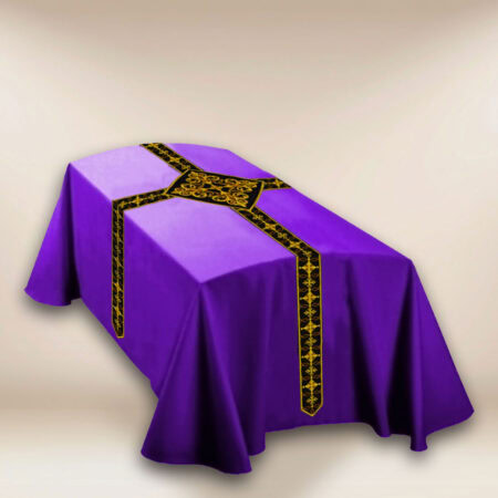 Pano fúnebre bordado roxo para caixão