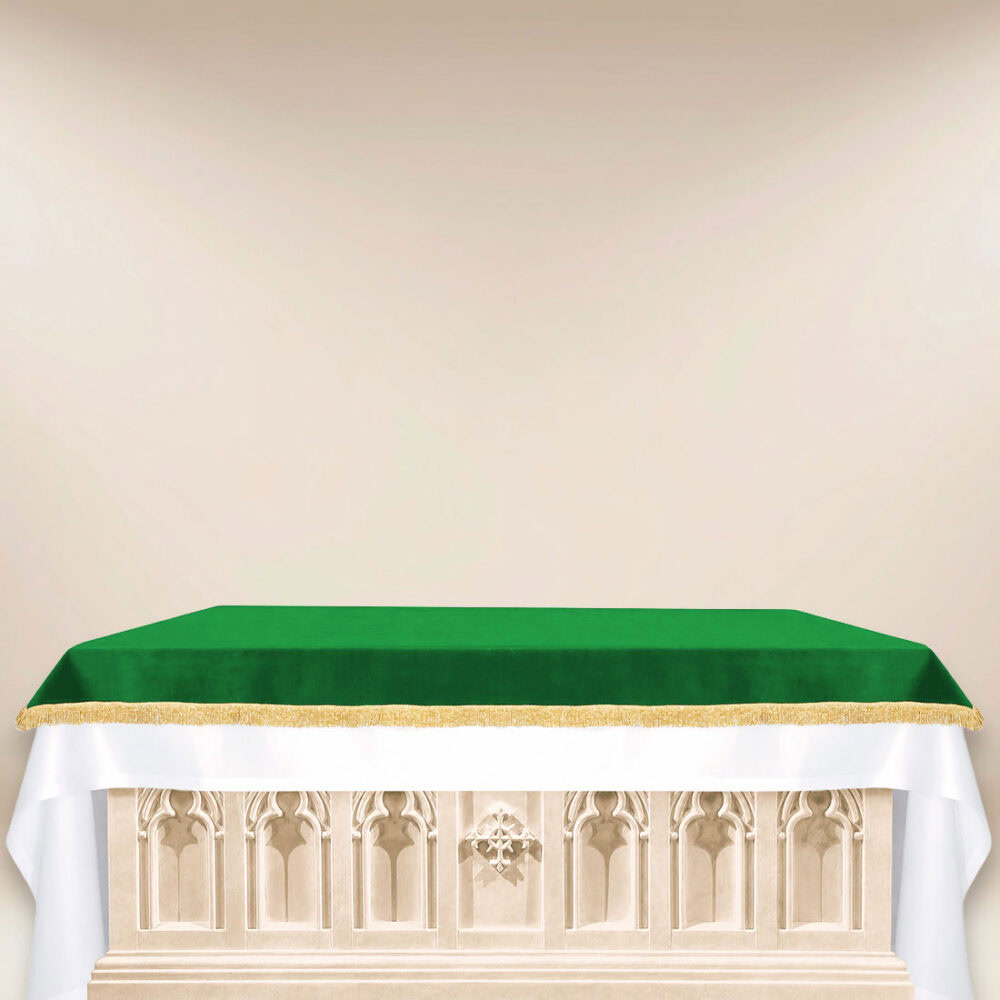 Cobertura de altar de veludo verde