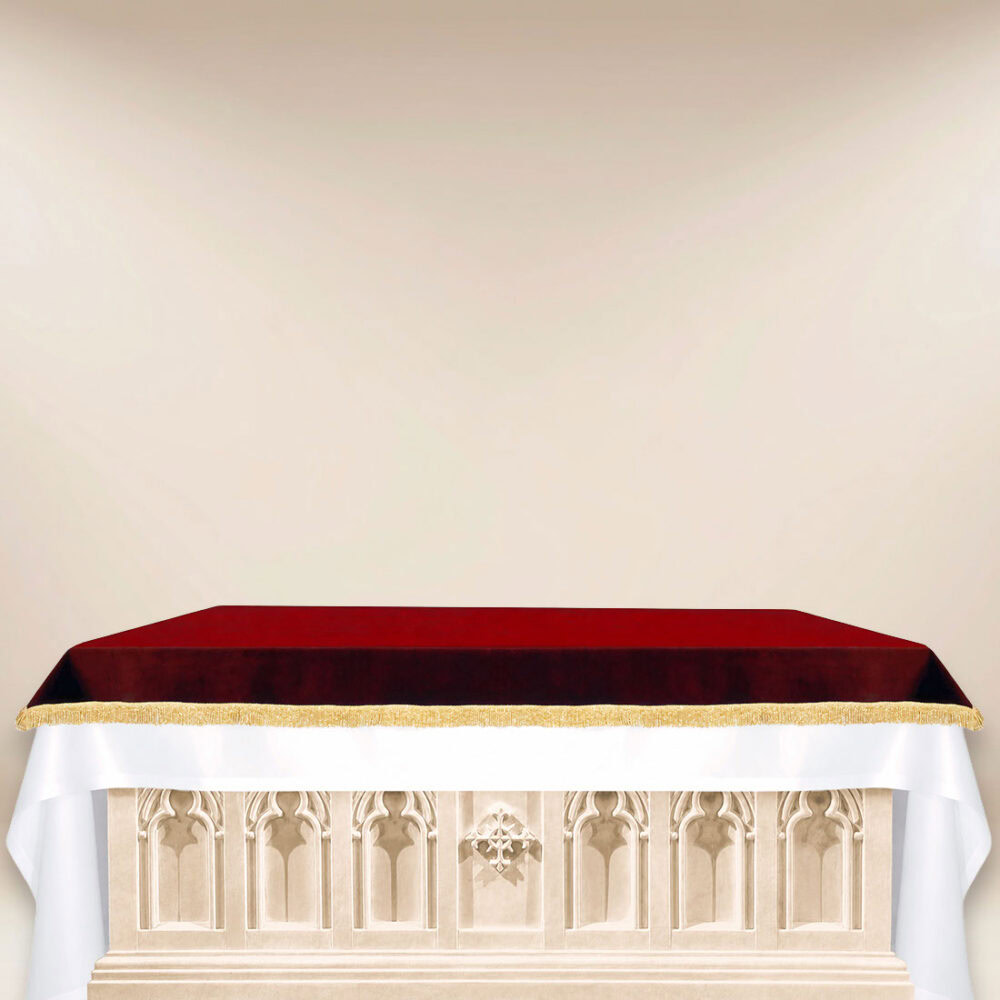 Cobertura de altar de pelúcia bordô