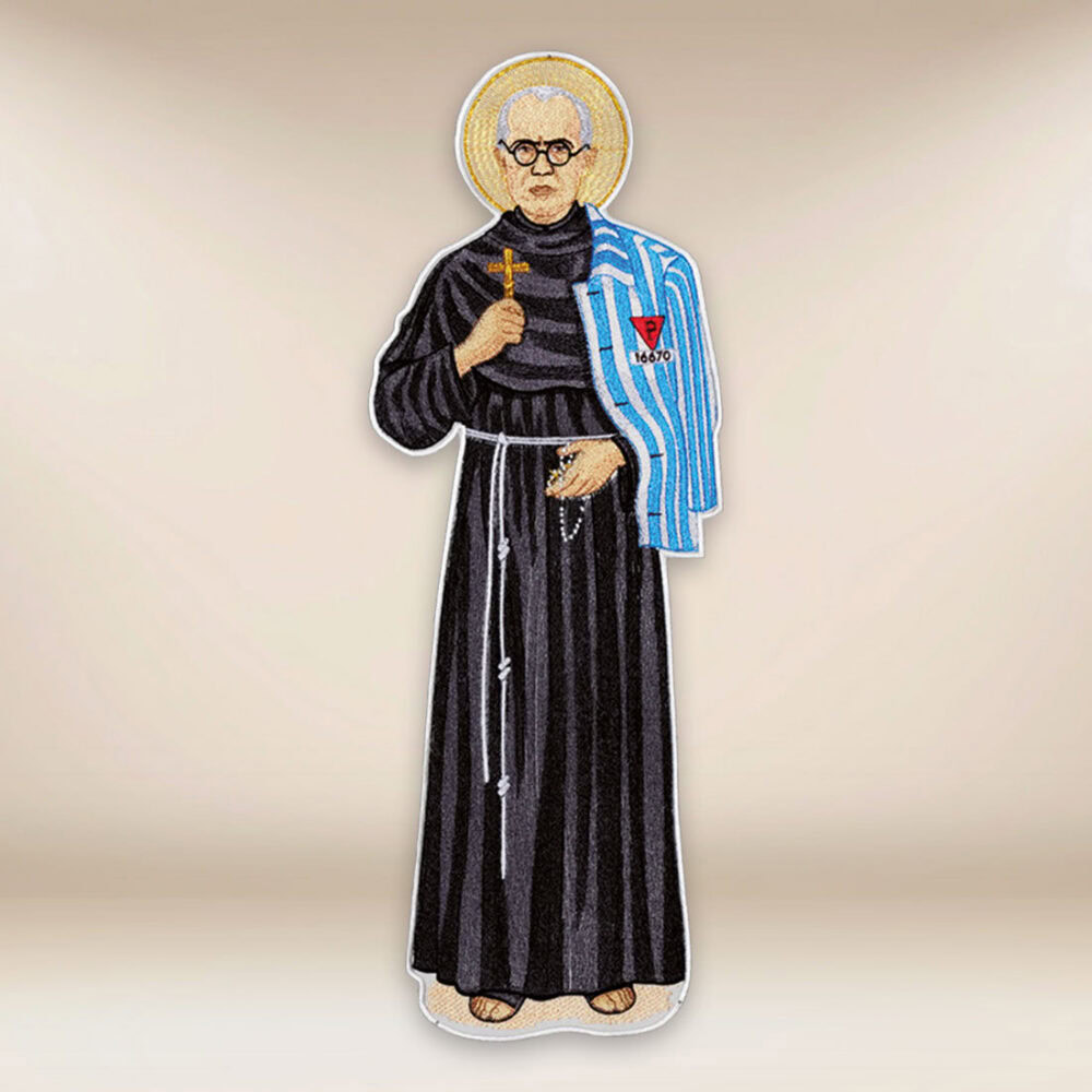aplicação bordada São Maximiliano Maria Kolbe