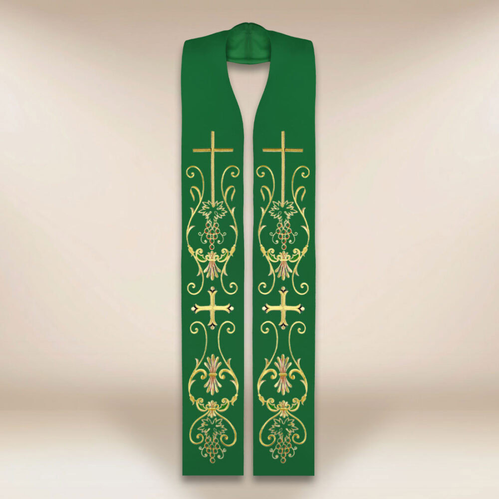 Estola bordada com motivo de cruz verde Estola bordada com motivo de cruz verde