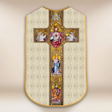 Casula romana réplica ecru Coração de Jesus