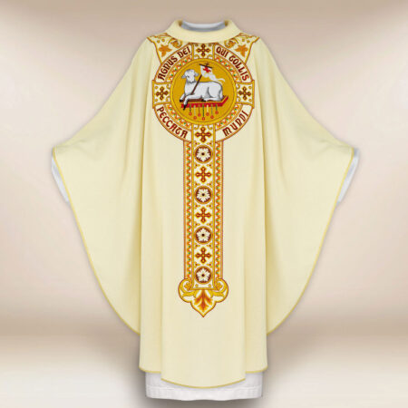Liturgiczny ornat haftowany Baranek Boży