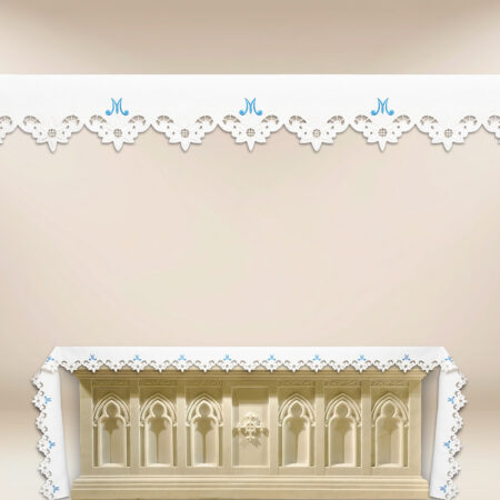 Toalha de altar Mariana com bordado azul