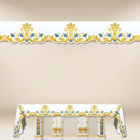 Toalha de altar Maryjna com bordado em dourado e azul