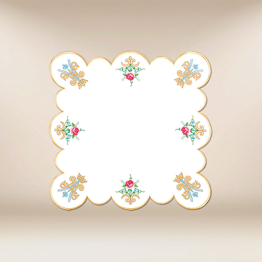 Cobertura de altar mariana bordada 45x45cm