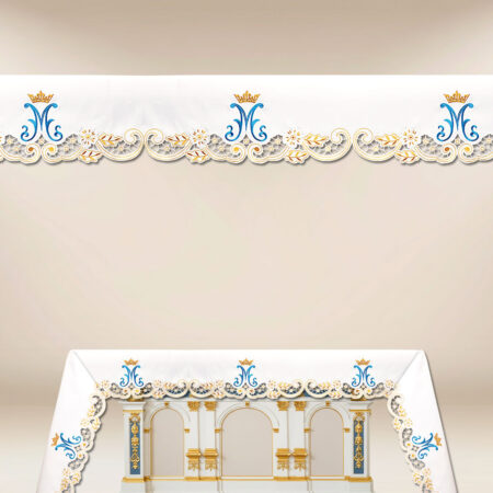 Toalha de altar Maryjna com bordado em dourado e azul