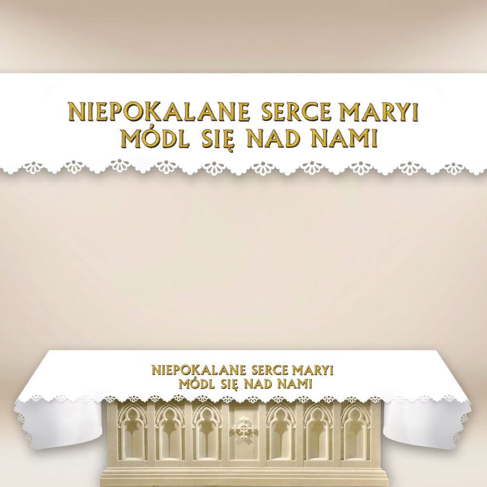 Obrus Foto Wycinany Laserowo “Niepokalane Serce Maryi Módl Się Nad Nami”