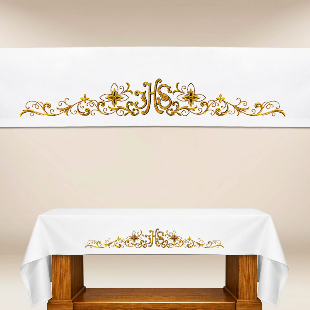 Toalha de altar bordada IHS Toalha de altar bordada IHS