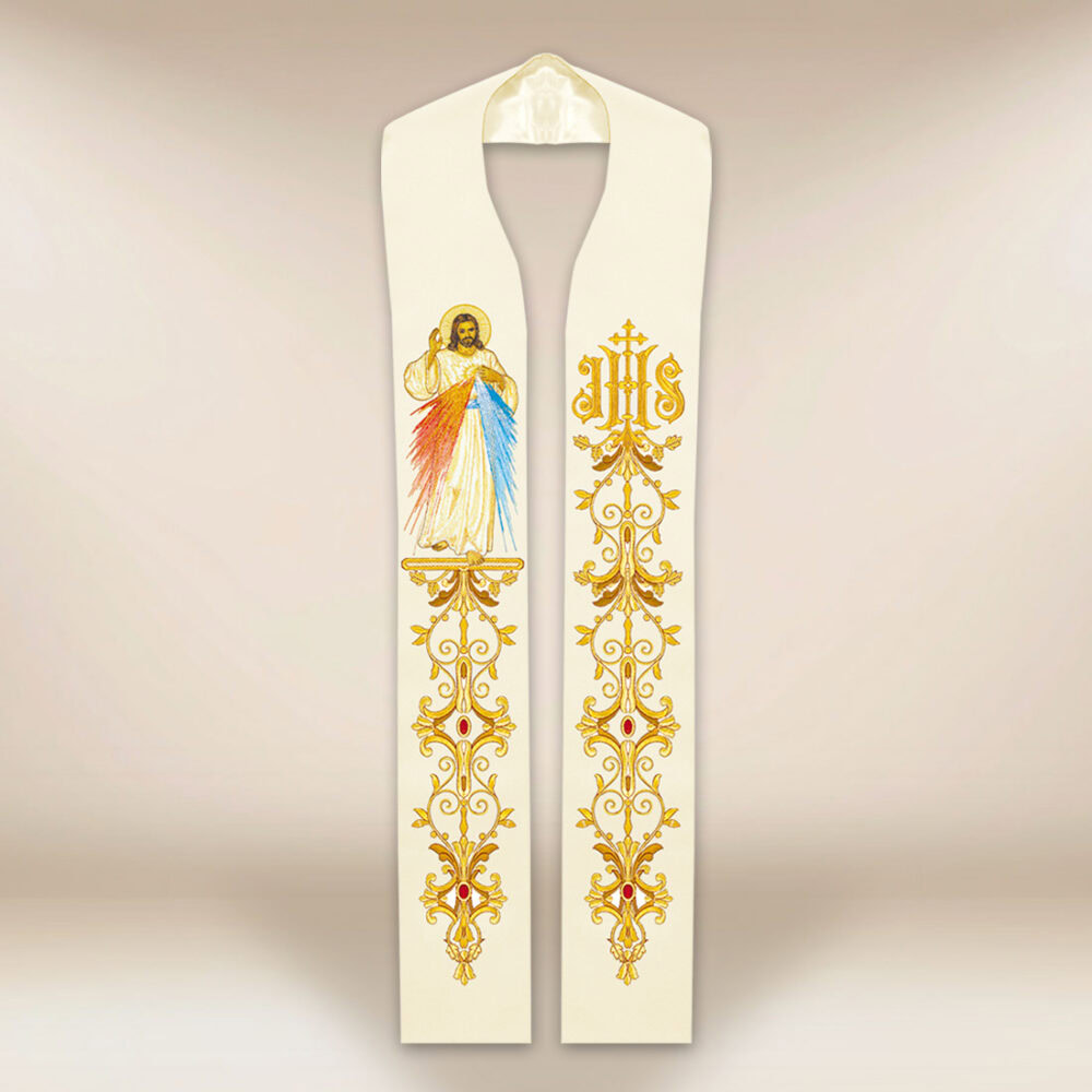 Estola litúrgica com a imagem de Jesus Misericordioso