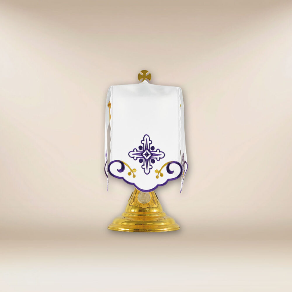 Conopeu véu píxide com bordado roxo Conopeu véu píxide com bordado roxo