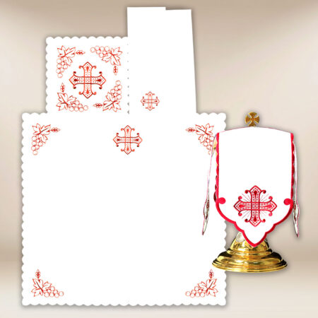 Conjunto de alfaias do cálice bordado