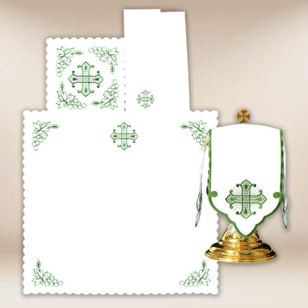 Conjunto de alfaias do cálice bordado verde