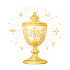 Vestes litúrgicas de Natal com ornamentação dourada e símbolo do Menino Jesus